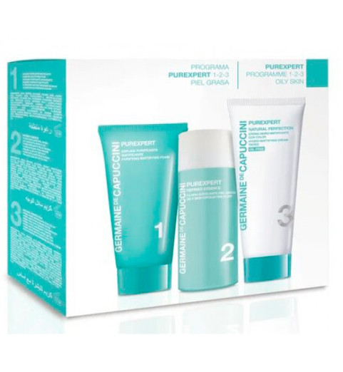 Germaine de Capuccini Набор PurExpert 1-2-3 для жирной кожи: Пенка + Флюид + Крем для лица с тоном Germaine de Capuccini Набор PurExpert 1-2-3 для жирной кожи: Пенка + Флюид + Крем для лица с тоном
